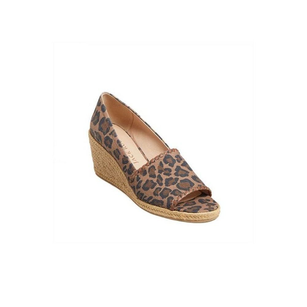 Palmer Wedge Printed Linen Espadrille Leopard Print size 6m - Picture 2 of 3